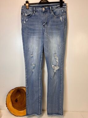 Judy Blue distressed blue high waisted ankle jeans boyfriend fit Women’s‎ 13/31